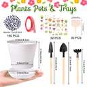 30 Pack Garden Plastic Pot Craft Kit DIY Flower Plant Crafts Nursery Pots with Stickers Flower Planting Growing Kit for Spring Summer Home Classroom School Creative DIY Art Project Activities