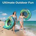 2 Pack 53" Heavy Duty River Tube Float for Adults,Inflatable River Raft Float for Pool Lake Beach with Built-in Cup Holders,Ergonomic Backrest,Durable Grip Handles & Grab Rope,360Lb Weight Capacity