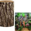 Vintage Wooden Pedestal Covers For Birthday Party Decoration Wood Grainy Texture Plinth Cover (22.4" (Round))