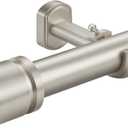 1 1/8 Inch Diameter Curtain Rods 144 to 240 Inches(12-20ft), Telescoping Heavy Duty Large Drapery Rod with Adjustable Aluminum Alloy Bracket, Solid End Caps for Windows Decoration, Brushed Nickel