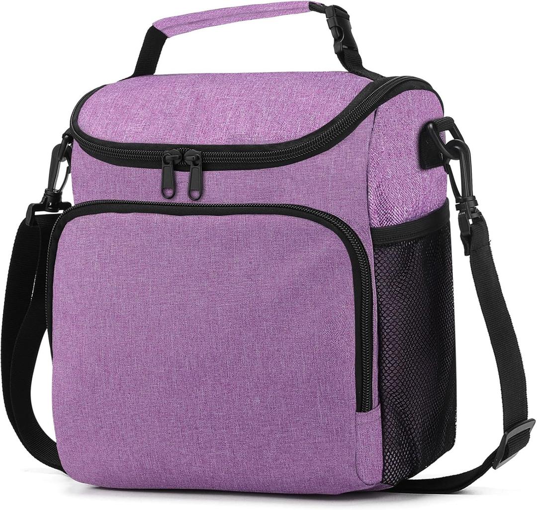 Lunch Box for Men,Insulated Lunch Bag Women with Adjustable Shoulder Strap, Cooler Bag with Drinks Holder for Adult Work Picnic Beach Workout (Medium, Purple)