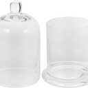 Cabilock Glass Candle Holder Set, Small Clear Wedding Wax Cup with Cloche Dome Cover, Household Tealight Candle Cup for Banquet Home Decoration, 6.69X3.93X3.93 Inch