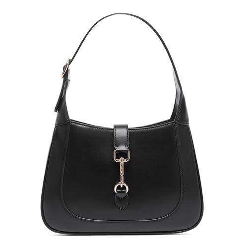 Keyli Shoulder Bag for Women Vegan Leather Shoulder Handbags Small Cute Hobo Purses trendy Top Handle Crossbody Bag with Adjustable Strap Black