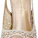 DREAM PAIRS Women's High Heels Platform Dress Rhinestones Peep Toe Pumps Shoes (8.5, Gold/Glitter)