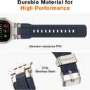 amBand Bands Compatible with Apple Watch Ultra 3/2/1 49mm, M1 Sport Series Rugged Durable Strap with Metal Connector to Match Ultra's Titanium Case for iWatch 49 mm Men Titanium/Navy Blue