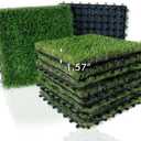 XLX TURF Outdoor Artificial Grass Tiles Interlocking Turf Squares 9 Pack, 12"x12" Fake Grass Mat for Balcony Patio Deck Flooring Decor, Pets Dog Pee Pad, Self-draining 8 Buckle System