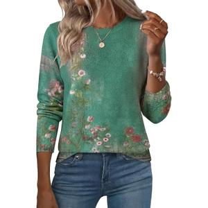 Womens Casual Long Sleeve Sweatshirt Soft Lightweight Cozy Knit Pullover Top 2025 (Green, L)