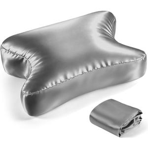 HunnmingRe Satin CPAP Pillow Cover for Side Sleeping (Only Pillowcase) Cervical Pillow Cover Adjustable Cpap Satin Neck Pillowcase to Reduce Air Leaks Dryness Mask Discomfort(Dark Gray)