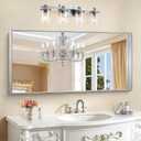 CIRCUMI Silver Bathroom Mirror, 24"x48" Rectangular Mirror with Deep Metal Frame, Brushed Finish, Tempered Glass, Large Mirror for Wall, Over 2 Sinks, Installed Vertically/Horizontally, Crystal-Clear