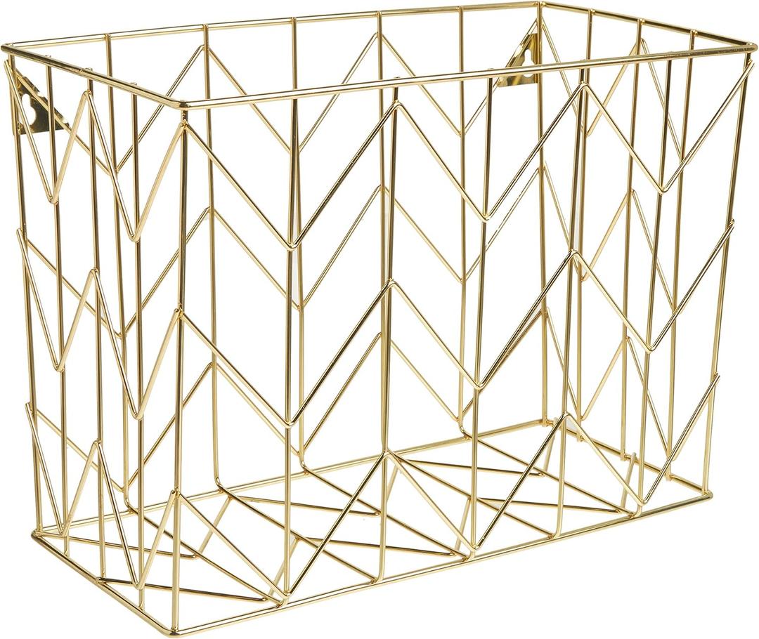U Brands Hanging File Desk Organizer, Wire Metal, Gold - 894U02-06 (9.37H x 12.2W x 6.85D inches)