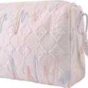 Makeup Bag Toiletry Bag for Womencute Cosmetic Bag with Relief Design, Can Accommodate Various Cosmetic AccessoriesWhite