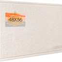 Large Bulletin Board - 48 x 36 Inches, Decorative Felt Pin Board for Wall - 4' x 3' Foldable Photo Display Board with Self-Adhesive Tape, Includes 20 Push Pins - Oatmeal