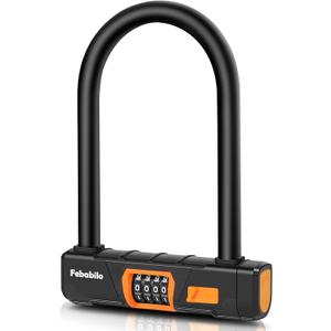 Bike Locks Heavy Duty Anti Theft, Combo Bike U Lock, 4-Digit Resettable Combination E-Bike Large U Shaped Lock for Electric Bike, Bicycle, Escooter, Motorcycle,Door