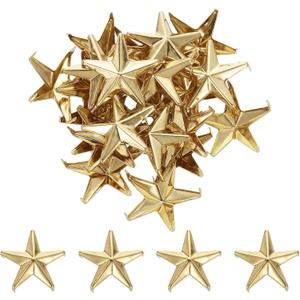 uxcell 50Pcs Metal Star Studs Claw, 20mm 5-Claw Punk Studs Rivets Spikes Nail Head Leather Rivets for DIY Crafts Clothing Leathercraft Bag Shoes, Light Gold
