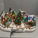 MOMENTS IN TIME Animated Disney Holiday Town Scene 10.5 Christmas Tree Christmas Village, LED Lights, Music & Motion Handcrafted Polyresin Village Power Adapter Included