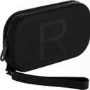 2 x JOVAKIT Small Portable Silicone Alphabet Makeup Bag for Women, Travel Waterproof Cosmetic Bag Gifts for Women, Zipper Closure Make Up Case with Handle, Travel Storage Organizer Pouch (Black R)