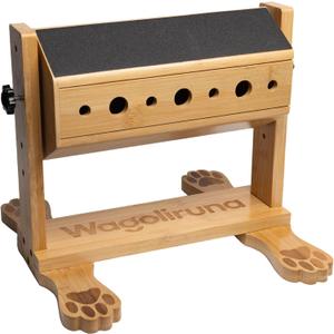 Dog Nail File Toy, 2-in-1 Interactive Treat Puzzle & Nail Grinder Alternative, Adjustable Bamboo Enrichment Feeder for Anxious Dogs, Small to Large Breeds (80/180 Grit Sandpaper)