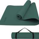 Non Slip Yoga Mat Thick (8MM,0.31"), POE Material High Rebound,Durable & Sweat Absorbent, for All Yoga Styles, Pilates & Home Floor Workouts (72" x 24") with Carrying Strap (Blackish green)