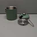 flybold Ice Bucket with Scoop - 7''x5.5''x5.5'' Small Insulated Ice Bucket with Lid and Stand - Double-Walled Stainless Steel Green Ice Holder for Party - 1.3L Ice Container for Outdoor or Indoor