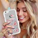 2 x Likiyami for iPhone SE Case 2022/2020/3rd/2rd, iPhone 8 Case, for iPhone 7 Case - Wave Frame Design Women Girls Cute Cover Glitter Bling Butterfly with Clear Soft Silicone Girly Fashion Shockproof