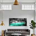 Nachic Wall Black and White Teal Waterfall Wall Art for Living Room Decor Framed Landscape Canvas Prints Painting Trees Forest Picture Artwork for Kitchen Office Home Wall Decor 12"x16" 3pcs