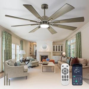 Depuley 60-Inch Ceiling Fan with Light: Farmhouse 8-Blade Wood Indoor Outdoor Fans with Remote App Control Dimmable Light - Ultra Quiet DC Motor Reversible 6 Speed Timer