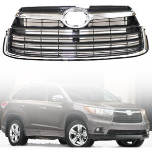 GXARTS Chrome Center Upper Front Grille 53102-0E040 Compatible with Toyota Highlander 2014 2015 2016