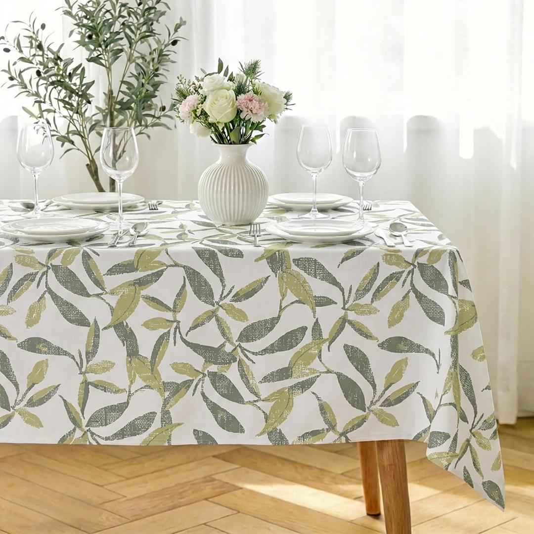 Spill Proof Tablecloth Rectangle 100% Polyester Floral Printed Fabric, Wipeable Washable Stain Resistant Wrinkle-Free, Non-Deforming Table Cloth for Spring Farmhouse Rectangle Tables