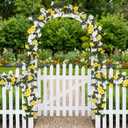 Petunias Artificial Flower Vines Garland for Outdoor Wedding Garden Indoor Home Decor 5.7ft Silk UV Resistant Realistic Hanging Vines Glory Flowers with Wire(Yellow)