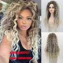 Fencca Long Curly Wigs for Women Ash Blonde Curly Synthetic Wig Mixed Blonde Small Curly Wig Layered Ombre Blonde Daily Party Wig