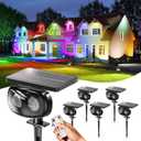 Solar Spot Lights Outdoor Waterproof IP68, RGB Colors Changing Solar Lights with 4 Lighting Modes, Solar Powered Lights Outdoor for Yard Outside Landscape Garden (6Pack)