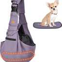 CUBY Dog and Cat Sling Carrier - Hands Free Reversible Pet Papoose Bag - Soft Pouch and Tote Design - Suitable for Puppy, Small Dogs Cats Outdoor (Purple, Adjust Strap 2.0)