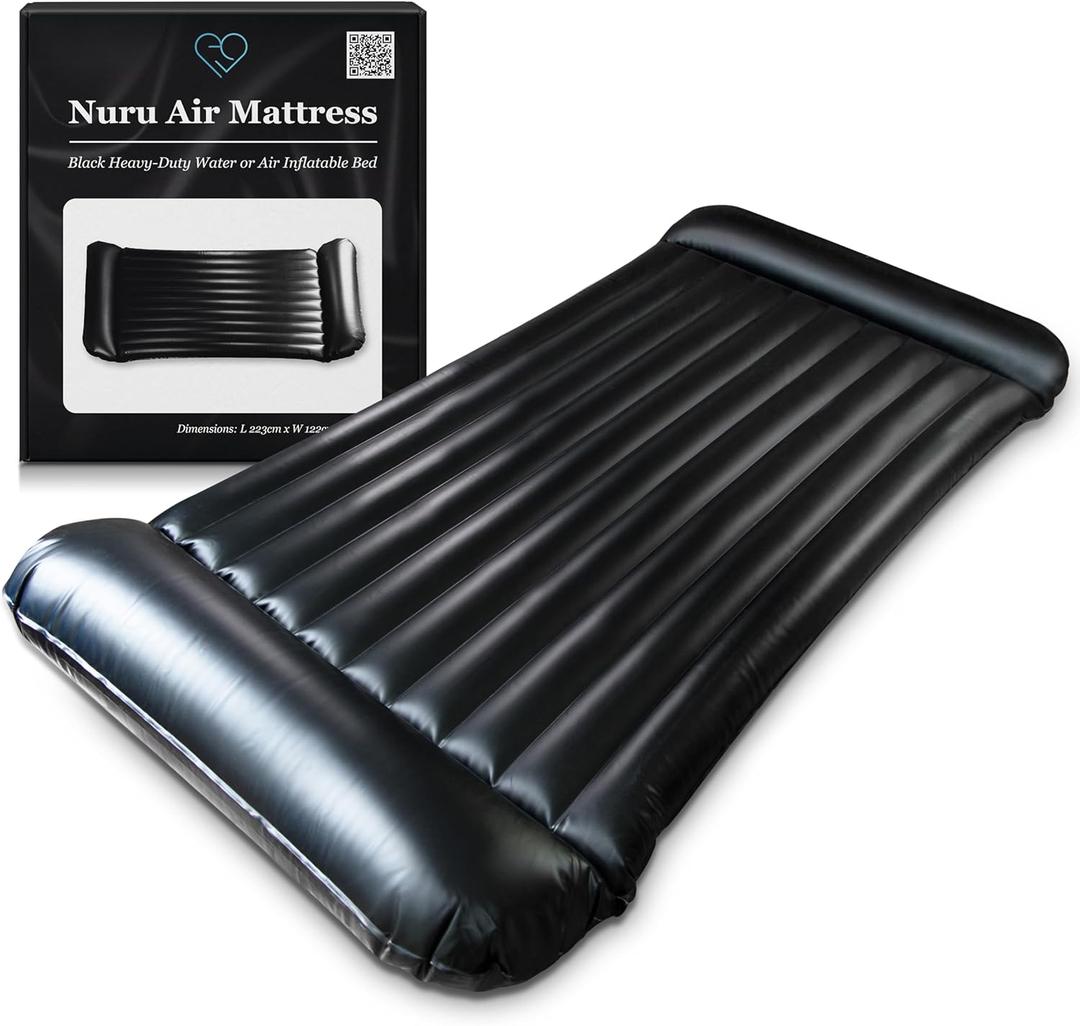 EROTICGEL Inflatable Nuru Massage Air Mattress | Black Durable PVC Waterproof | 91 x 49 x 6 | Protection Against Oil, Water-Based, and Silicone-Based Products