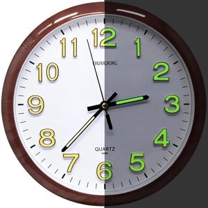 Glow in The Dark 3D Numerals Wall Clock12 Inch Retro Silent Non-Ticking Battery Operated Easy to Read Vintage Analog Clocks for Living Room Kitchen Office Bedroom Decor