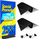 2-Pack Metal Floor Sign Stand Holders - Upward-Flipping Edges for Stability & Deformation Resistance, Foam Board Display Stand Fits Foam Board & Acrylic Signs 0.25"-1.5" Thick, Up to 72" High, Black Base Only