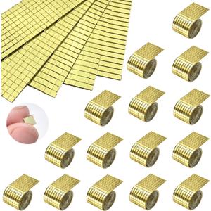 REDODECO 7200Pcs Mirror Mosaic Tiles Disco Ball Mirror Tiles Self-Adhesive Square Glass Mirror Tiles for Craft DIY, 15 Sheets (Gold)