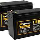 Nermak 2 Pack 12V 10Ah Lithium Ion LiFePO4 Deep Cycle Battery, 2000+ Cycles Rechargeable Battery for Solar/Wind Power, UPS, Scooters, Lighting, Power Wheels, Fish Finder Built-in 10A BMS