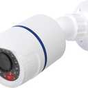WALI Bullet Dummy Fake Simulated Surveillance Security CCTV Dome Camera Indoor Outdoor with One LED Light, Warning Security Alert Sticker Decal (TC-W1), 1 Pack, White