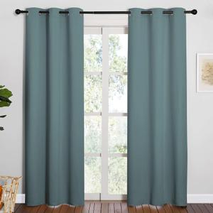 NICETOWN Modern Blackout Curtains Noise Reducing, Thermal Insulated and Privacy Room Darkening Drape Panels for Boy's Guest Room Door Window (Greyish Blue, 2 Panels, W42 x L84 -Inch)
