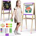 JOYOOSS Easel for Kids Art Easels for Toddlers,Adjustable Magnetic Whiteboard Chalkboard for Kid Dry Erase Board Easel for 2 Year Old and Toddler Art Easel for Kids Ages 4-8 8-12 (Purple)