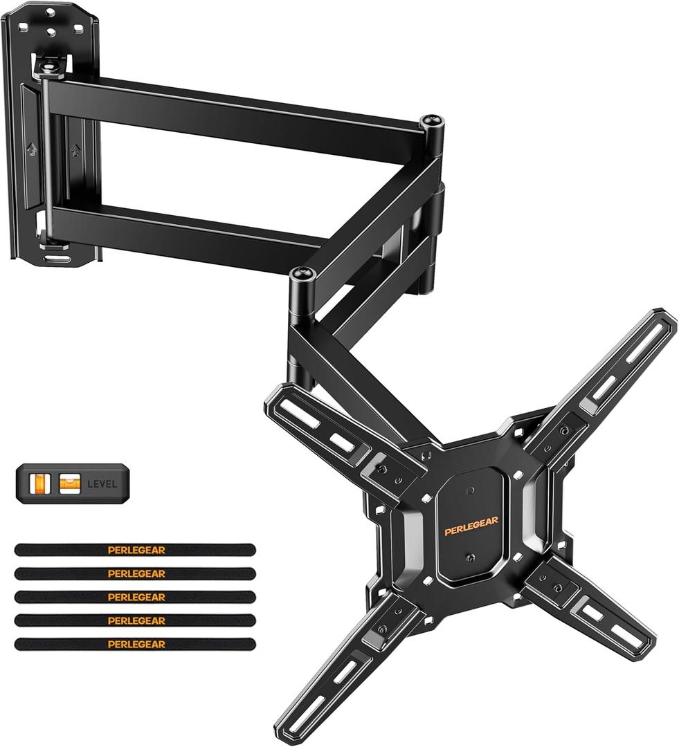 Perlegear Long Arm TV Wall Mount for 32-65 TVs, 37.4 Long Extension Corner TV Mount, Max VESA 400x400mm, Articulating Arms Full Motion Wall Mount Bracket with Swivel and Tilt, Holds up to 110 lbs