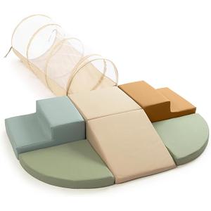 ZICOTO Fun Climbing Toy Set for Toddlers Aged 13  Incl. Crawl Through Tunnel & PULeather Climbing Blocks for Unlimited Indoor Fun  Perfect Foam Play Gym for Baby/Kids to Safely Learn New Skills