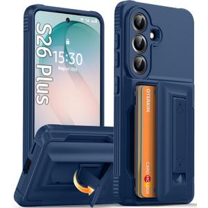 Oterkin for Samsung Galaxy S26 Plus Wallet Case [4-5 Card Holder] [Kickstand] [RFID Blocking] [Full Camera Protection] [Military Grade Protection] Shockproof Rugged Phone Case for S26 Plus, Blue