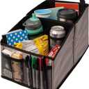 Lusso Gear Car Seat Organizer with Cup Holders for Front, Back, Passenger Seats, Truck and Van, 9 Auto Storage Compartments for Travel Organization of Trunk, Seats, Mobile Office (Gray)