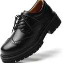 Oxford Shoes for Women Women's Oxford Shoes Platform Classic Lace Up Loafers Comfortable Dress Business Casual Work Office Oxfords Shoe for Ladies (7.5, Black)