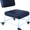 IMMER LIEBEN Rolling Stool and 4 Wheels with Brakes Rolling Chair for Home Office Garage Shop Roller Seat Water-Proof High Density Cushion and Steel Black