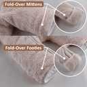 AiWMGL Newborn Baby Bear Outfit With Fold-Over Mittens and Footies 3-6 Months Girls Boys Winter Thickened Fleece Clothes Hooded Romper Snowsuit Gray