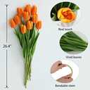 dallisten 10Pcs Orange Artificial Tulips Silk Flowers, Long Stem and Green Leaves, Fake Flowers Decoration for Vase, Wedding, Party, Kitchen, Office, Home, Bedroom, Table Centerpiece Decor