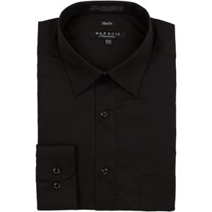 Marquis Men's Basic Slim Fit Dress Shirt, 17.5" Neck 36"-37" Sleeve, Black