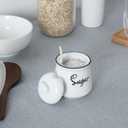 HAOTOP Farmhouse Porcelain Sugar Bowl with Lid and Spoon 12oz,Easy to Clean (White)